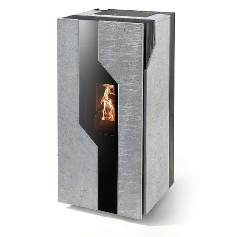Stufa Sirmione 9 CS Thermos a pellet con bruciatore autopulente, Pietra Ollare, a fumi posteriore/superiore, 10,1kW