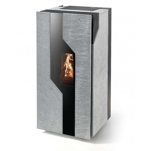 Stufa Sirmione 10 CS Thermos a pellet con bruciatore autopulente, Pietra Ollare, a fumi posteriore/superiore, 10,8kW