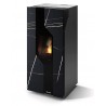 Stufa Sirmione 10 CS Thermos a pellet con bruciatore autopulente, Pietra Nero Azalai, a fumi posteriore/superiore, 10,8kW