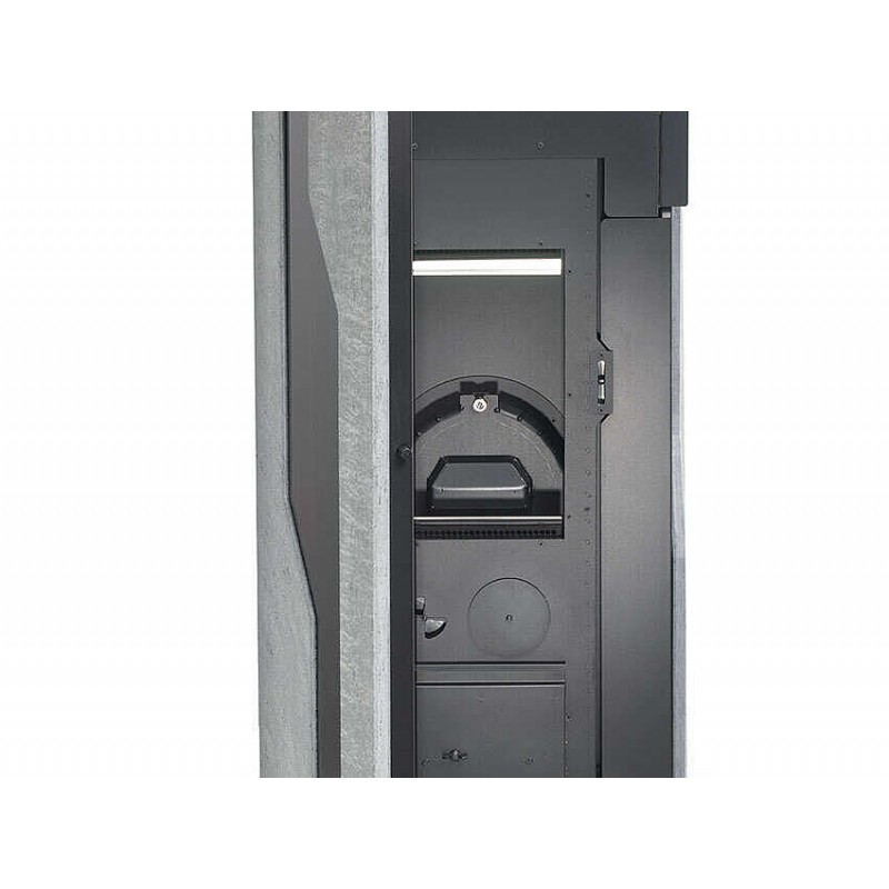 Stufa Sirmione 12 CS Thermos a pellet con bruciatore autopulente, visione completa posteriore