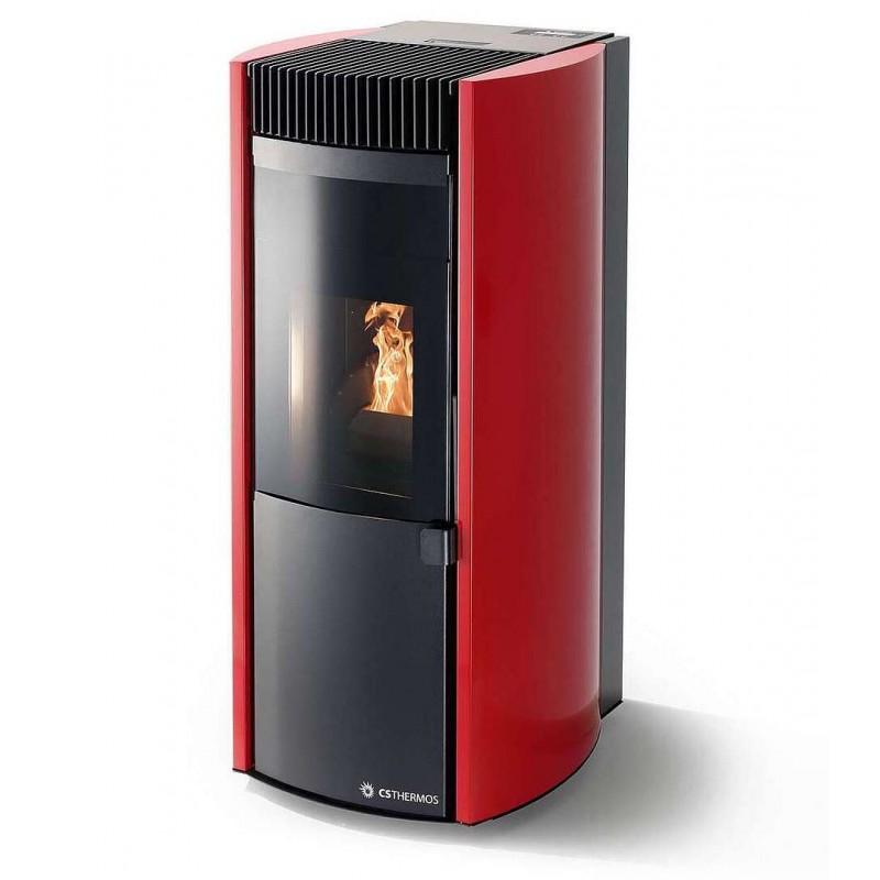 Stufa Garda 9 Stagna CS Thermos a pellet, Metallo Rosso, a fumi posteriore/superiore, 10,1kW