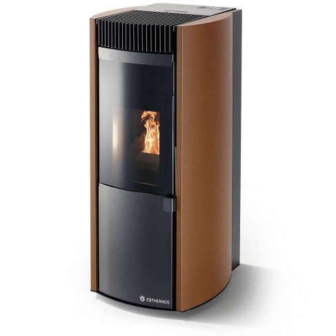 Stufa Garda 9 Stagna CS Thermos a pellet, Metallo Bronzo, a fumi posteriore/superiore, 10,1kW