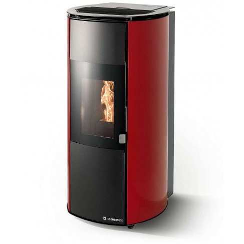 Stufa Arianna 10 Stagna CS Thermos a pellet, Metallo Rosso, a fumi posteriore/superiore, 10,8kW