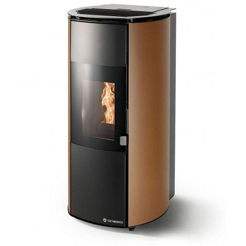 Stufa Arianna 10 Stagna CS Thermos a pellet, Metallo Bronzo, a fumi posteriore/superiore, 10,8kW