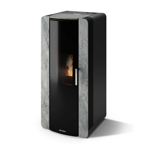 Stufa Firenze 12 Stagna CS Thermos a pellet con bruciatore autopulente, Pietra Ollare, a fumi posteriore/superiore, 13,2kW