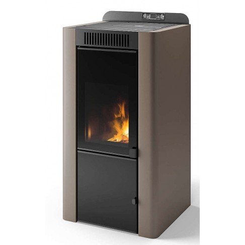 Termostufa Murano 15 CS Thermos a pellet con bruciatore autopulente, Metallo Tortora, a fumi posteriore/superiore, 16,5kW CS The