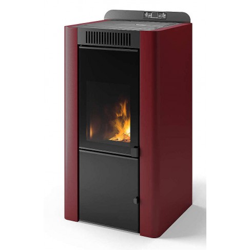 Termostufa Murano 21 CS Thermos a pellet con bruciatore autopulente, Metallo Rosso, a fumi posteriore/superiore, 20,8kW