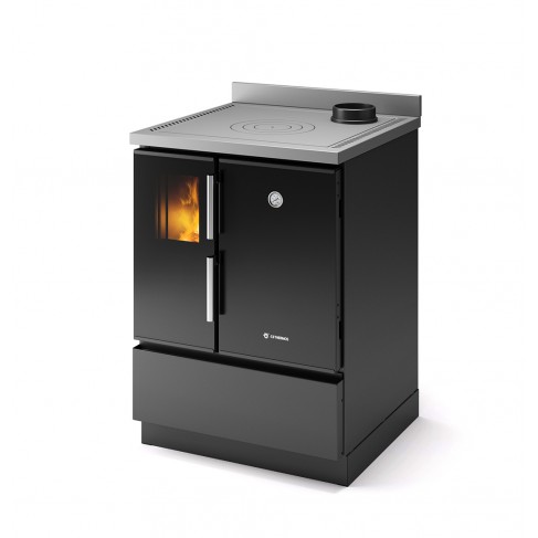 Cucina Trilli 60 CS Thermos a legna, Metallo Nero, Uscita fumi superiore 6,7kW