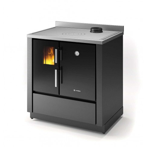 Cucina Trilli 80 CS Thermos a legna, Metallo Nero, Uscita fumi superiore, 6,7kW