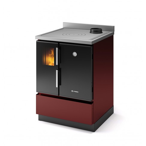 Cucina Trilli 60 CS Thermos a legna, Metallo Rosso Metallizzato, Uscita fumi superiore, 6,7kW