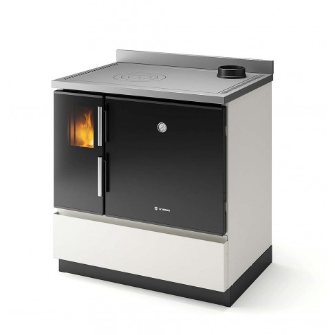 Stufa Morgana DX CS Thermos a legna, Metallo Avorio, Uscita fumi superiore, 7,0kW