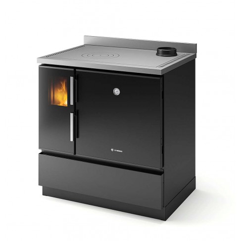 Stufa Morgana DX CS Thermos a legna, Metallo Nero, Uscita fumi superiore, 7,0kW