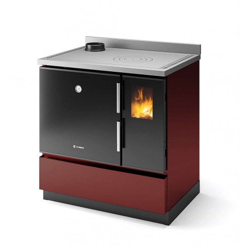 Stufa Morgana SX CS Thermos a legna, Metallo Rosso Metallizzato, Uscita fumi superiore, 7,0kW