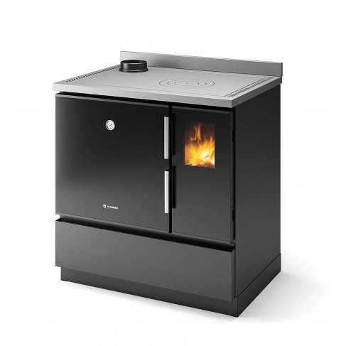 Stufa Morgana SX CS Thermos a legna, Metallo Nero, Uscita fumi superiore, 7,0kW