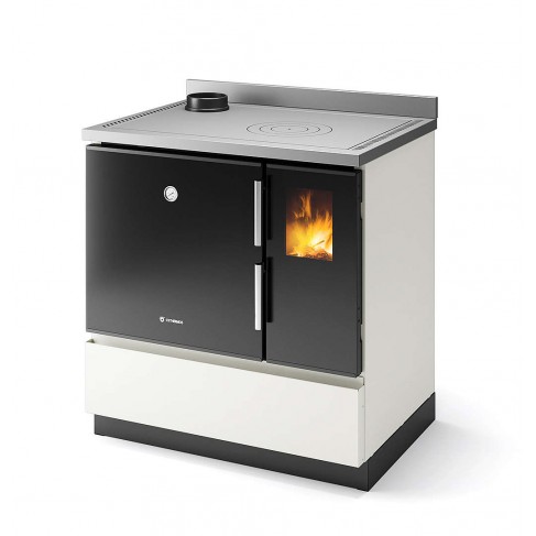 Stufa Morgana SX CS Thermos a legna, Metallo Avorio, Uscita fumi superiore, 7,0kW