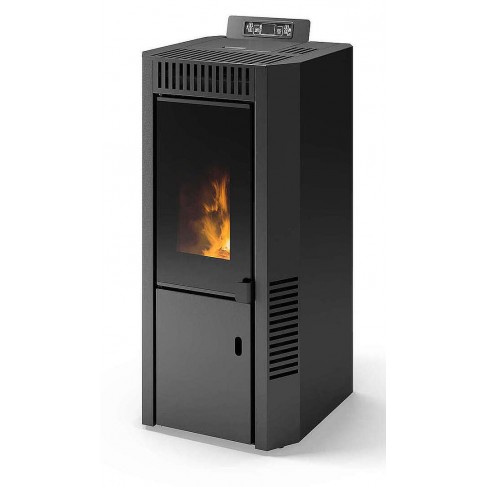 Stufa Cortina 9 CS Thermos a pellet con bruciatore autopulente, Metallo Nero, 10,1kW