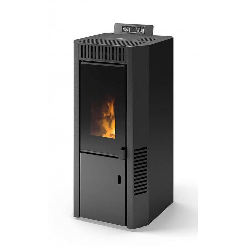 Stufa Cortina 10 CS Thermos a pellet con bruciatore autopulente, Metallo Nero, 10,8kW