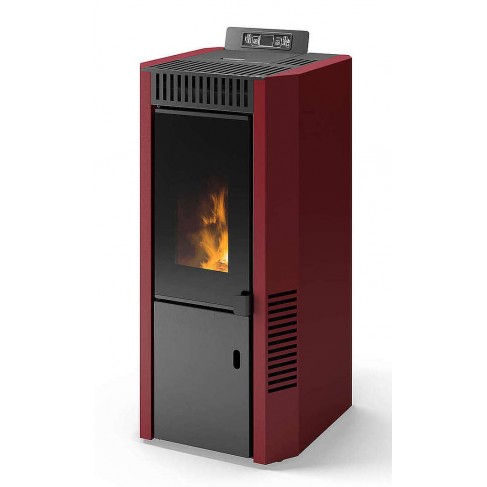 Stufa Cortina 12 CS Thermos a pellet con bruciatore autopulente, Metallo Rosso, 12,4kW CS Thermos