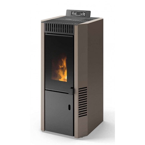 Stufa Cortina 12 CS Thermos a pellet con bruciatore autopulente, Metallo Tortora, 12,4kW