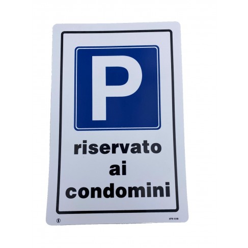 Cartello Dakota 20x30 cm RISERVATO AI CONDOMINI colore bianco, blu e nero