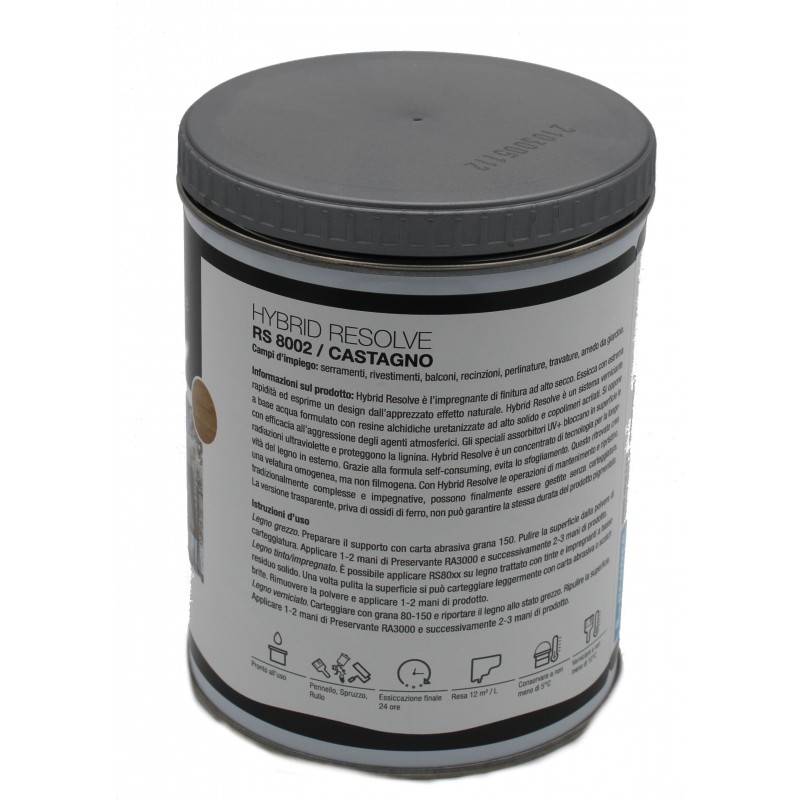 Impregnante all'acqua per legno hybrid resolve alto secco - rapida essiccazione Castagno RS8002 Impregnante all'acqua per legno hybrid resolve alto secco - rapida essiccazione Castagno RS8002