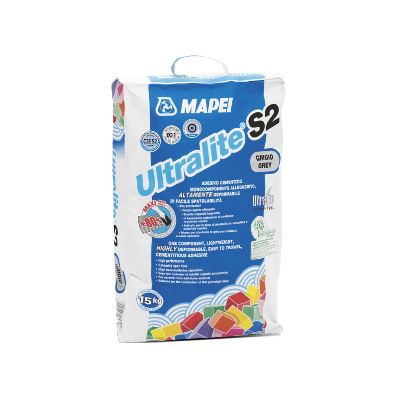 Adesivo cementizio Mapei Ultralite S2 (Sacco da 15 Kg) Adesivo cementizio Mapei Ultralite S2 (Sacco da 15 Kg)