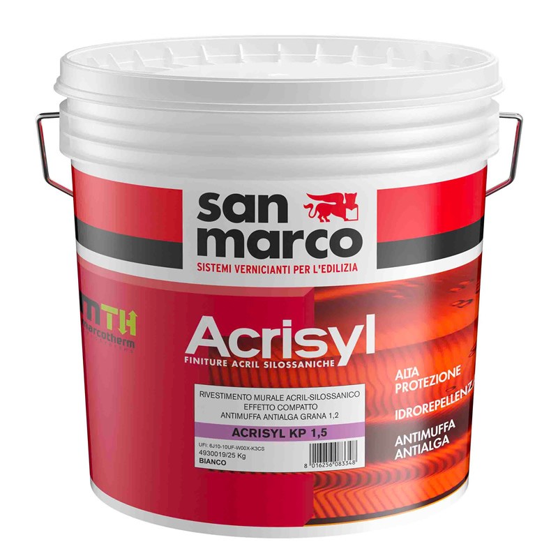 Rivestimento murale San Marco Acrisyl grana 1,5 effetto compatto (Secchio 25Kg) Rivestimento murale San Marco Acrisyl grana 1,5 effetto compatto (Secchio 25Kg)