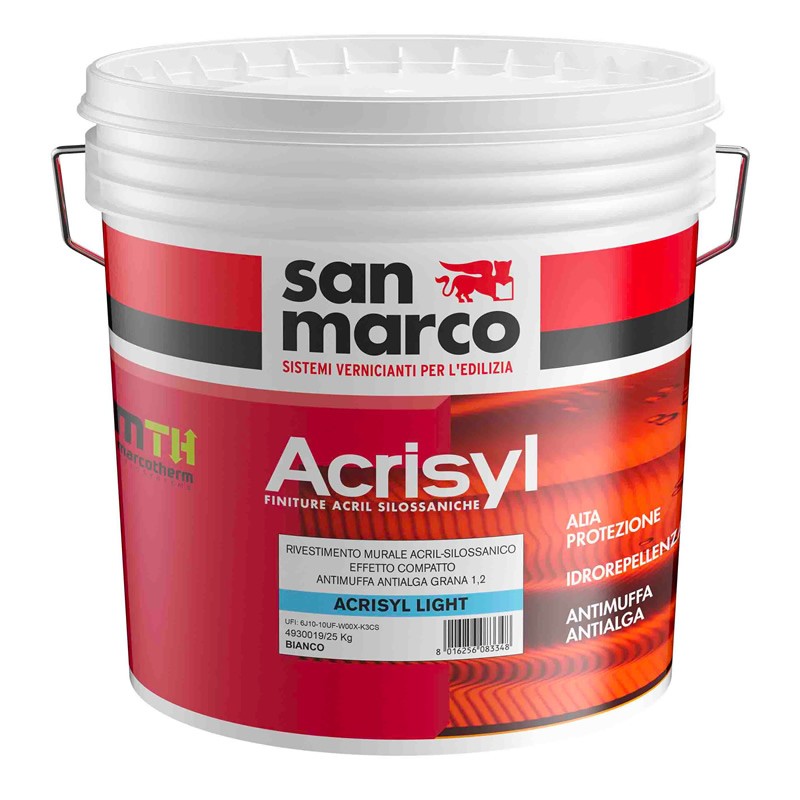 Rivestimento murale San Marco Acrisyl Light grana 1,5 alleggerito ad alte prestazioni (Secchio 20Kg)