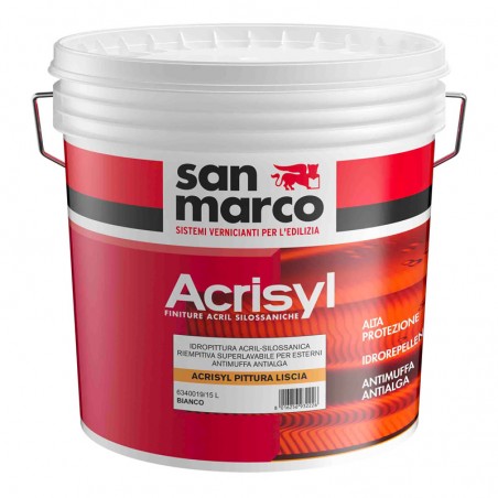 Pittura liscia San Marco Acrisyl superlavabile per ambienti marini ed industriali (Secchio 15 Litri)