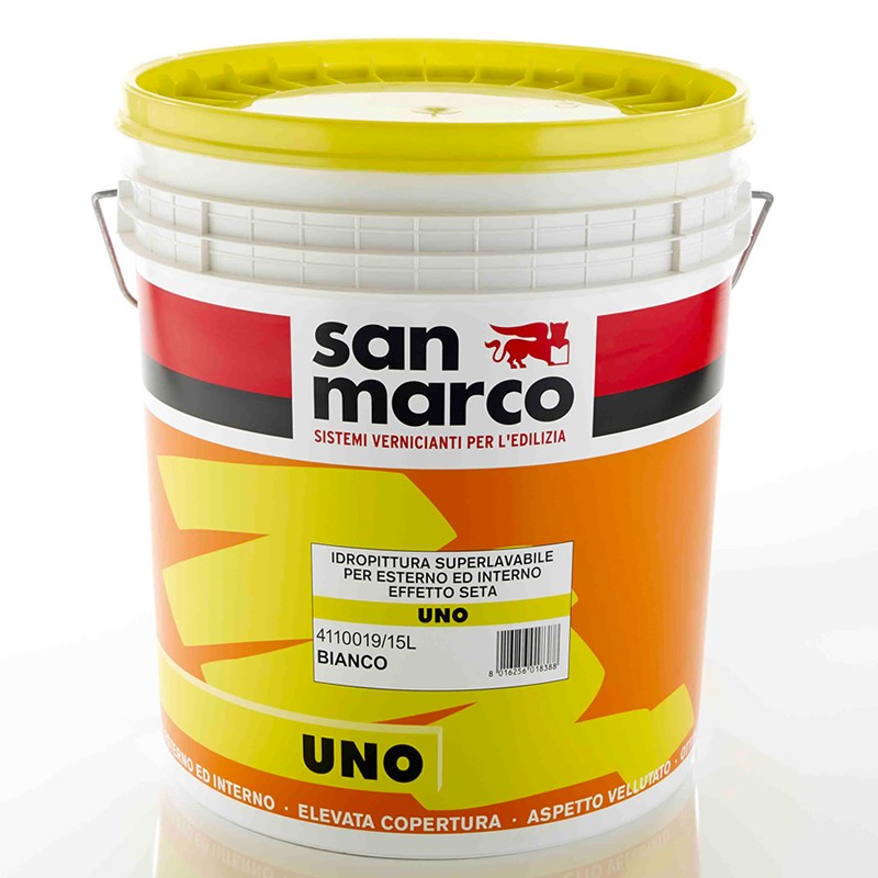 Idropittura superlavabile UNO San Marco effetto seta per esterno e interno (Secchio da 4Lt o 15Lt)