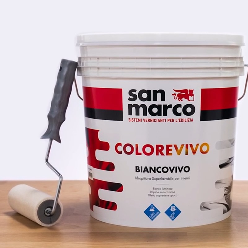 Pittura superlavabile coprente Biancovivo San Marco per interni (Secchio da 4Lt o 14Lt)