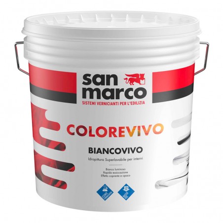 Pittura superlavabile coprente Biancovivo San Marco per interni (Secchio da 4Lt o 14Lt)