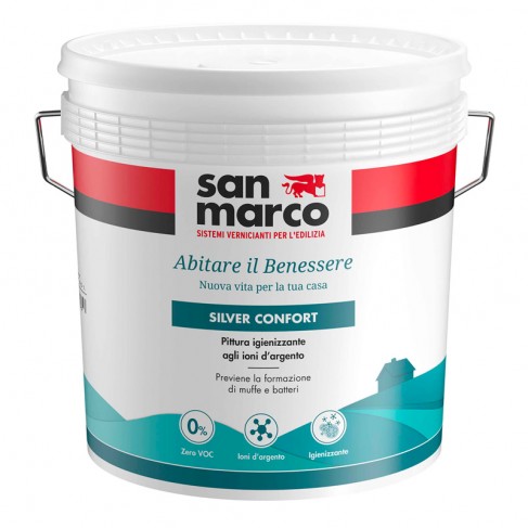 Idropittura igienizzante antimuffa Silver confort San Marco bianca per interni (Secchio da 4 o 10Lt)