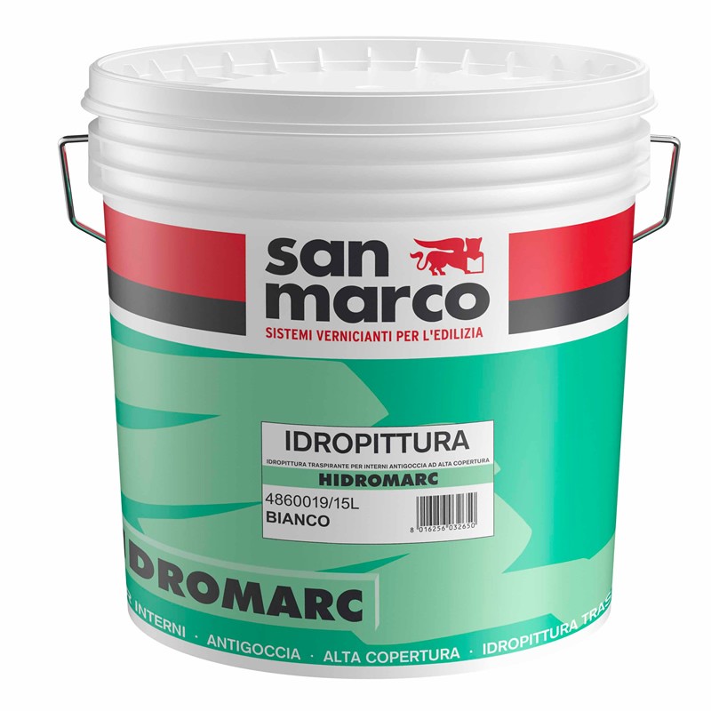 Idropittura traspirante Hidromarc San Marco alta copertura per interni (Secchio 2.5, 5 o 15 Litri)