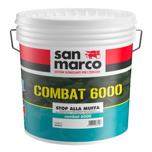 Idropittura lavabile antimuffa coprente Combat 6000 San Marco per interni (Secchio da 4 o 14Lt)