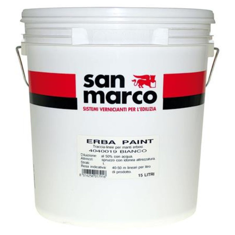 Idropittura Erbapaint San Marco per la tracciatura di manti erbosi (Secchio da 15Lt) Idropittura Erbapaint San Marco per la tracciatura di manti erbosi (Secchio da 15Lt)