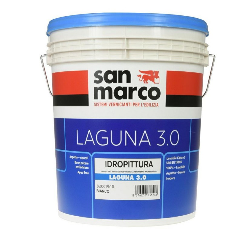 Idropittura San Marco Laguna 3.0 bianco ( Secchio da 1,4, 14 Lt) Idropittura San Marco Laguna 3.0 bianco ( Secchio da 1,4, 14 Lt)
