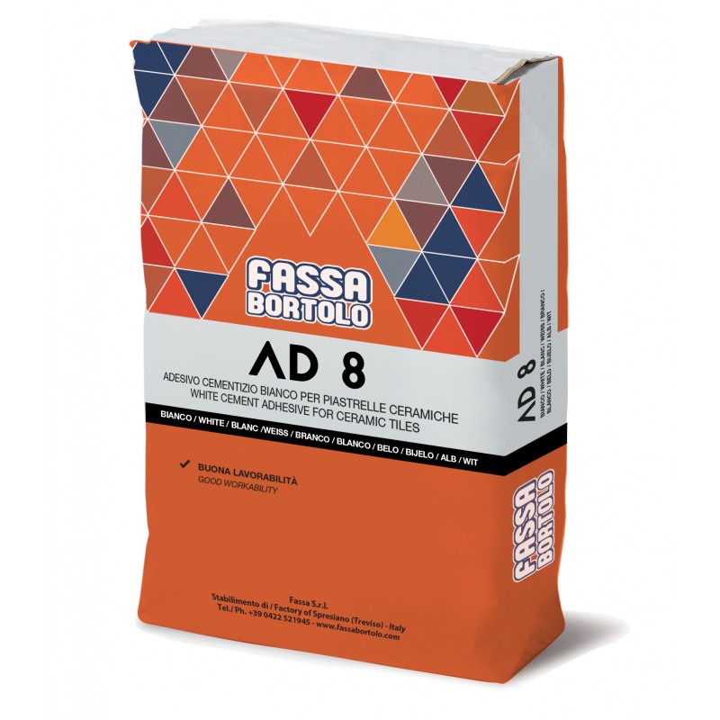 Adesivo Fassa AD8 bianco o grigio (Sacco da 25 Kg)