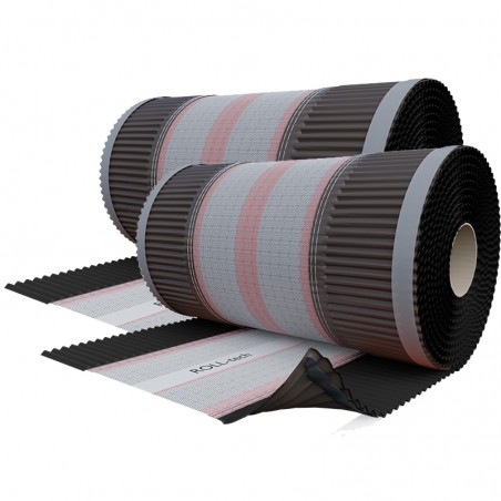 Sottocolmo ventilato Riwega Roll-Tech in polipropilene e alluminio nero, 310mmx5metri