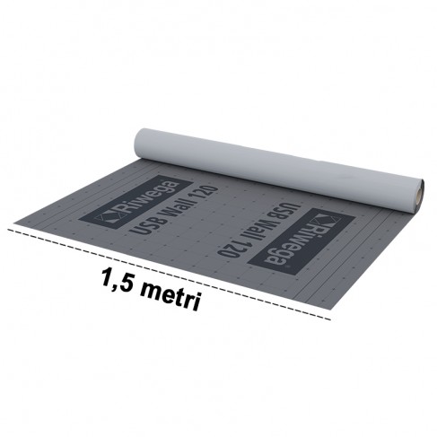 Membrana da parete impermeabile traspirante Riwega USB Wall 120 TOP SK in PP con doppia banda adesiva (rotolo 1,5x50 metri) Riwe