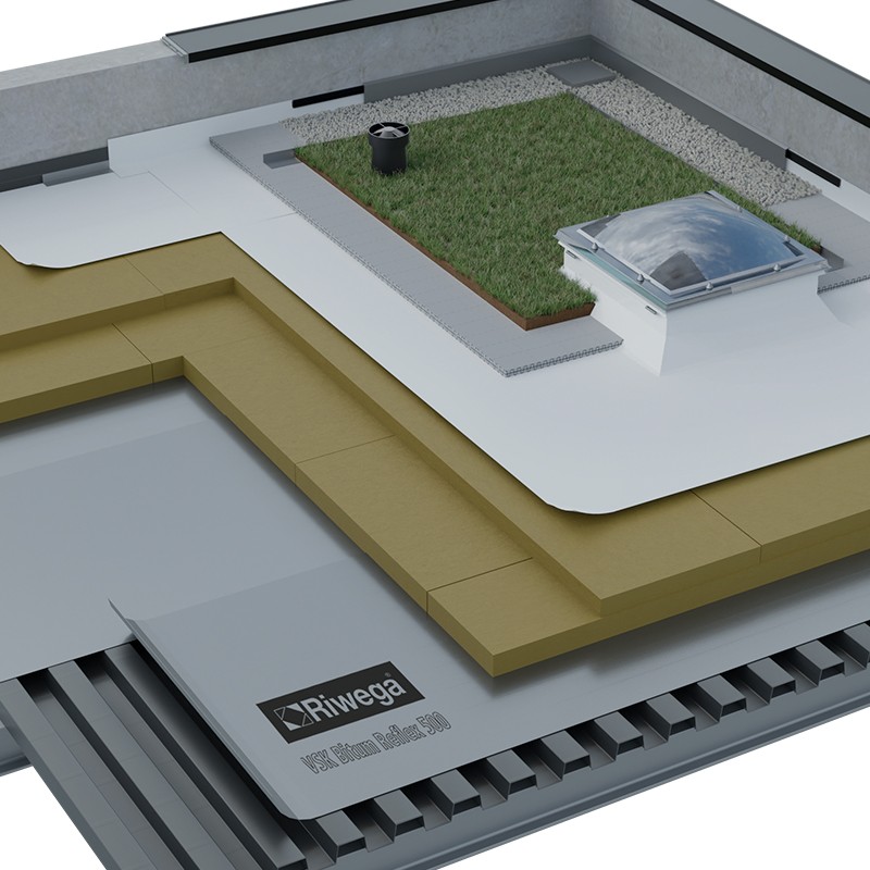 Barriera al vapore autoadesiva Riwega VSK Bitum Reflex 500 per tetti piani in legno e lamiere grecate (rotolo 1,08x50 metri) Riw