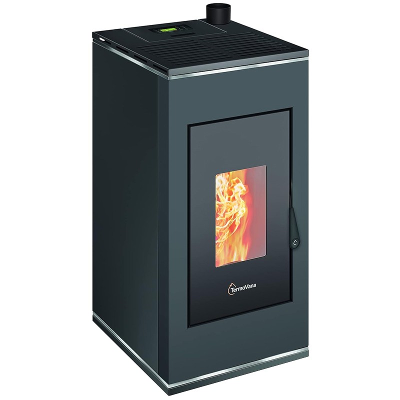 Stufa a pellet ermetica TermoVana Sofia 9.0 UP Antracite con uscita fumi superiore, 8kW Termovana - 1 Stufa a pellet ermetica TermoVana Sofia 9.0 UP Antracite con uscita fumi superiore, 8kW Termovana - 1