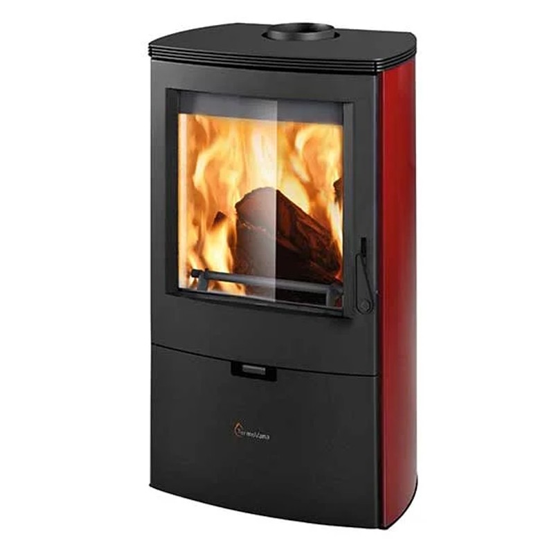 Stufa a legna ermetica TermoVana Nice 8,0 Rossa opaca con porta panoramica, 7,6kW Stufa a legna ermetica TermoVana Nice 8,0 Rossa opaca con porta panoramica, 7,6kW
