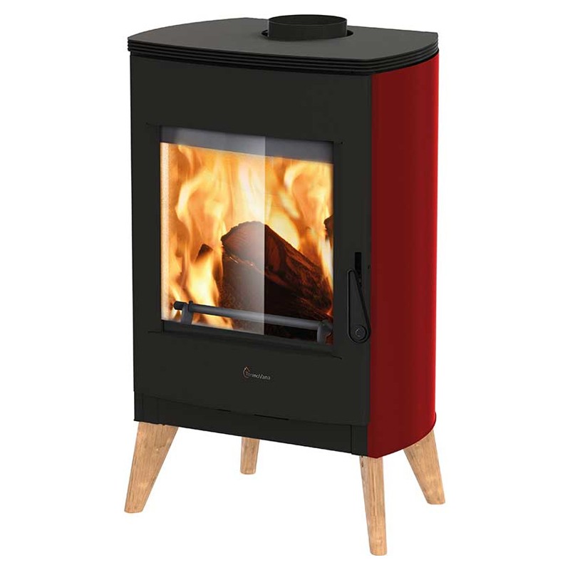 Stufa a legna ermetica TermoVana Nice 8,0 Feet Rossa opaca con piedini in legno, 7,6kW Stufa a legna ermetica TermoVana Nice 8,0 Feet Rossa opaca con piedini in legno, 7,6kW
