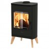 Stufa a legna ermetica TermoVana Nice 8,0 Feet Nero opaco con piedini in legno, 7,6kW Stufa a legna ermetica TermoVana Nice 8,0 Feet Nero opaco con piedini in legno, 7,6kW