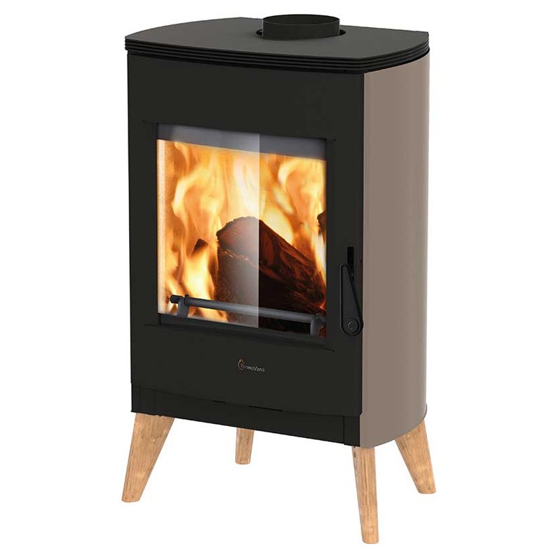 Stufa a legna ermetica TermoVana Nice 8,0 Feet Tortora opaca con piedini in legno, 7,6kW Stufa a legna ermetica TermoVana Nice 8,0 Feet Tortora opaca con piedini in legno, 7,6kW