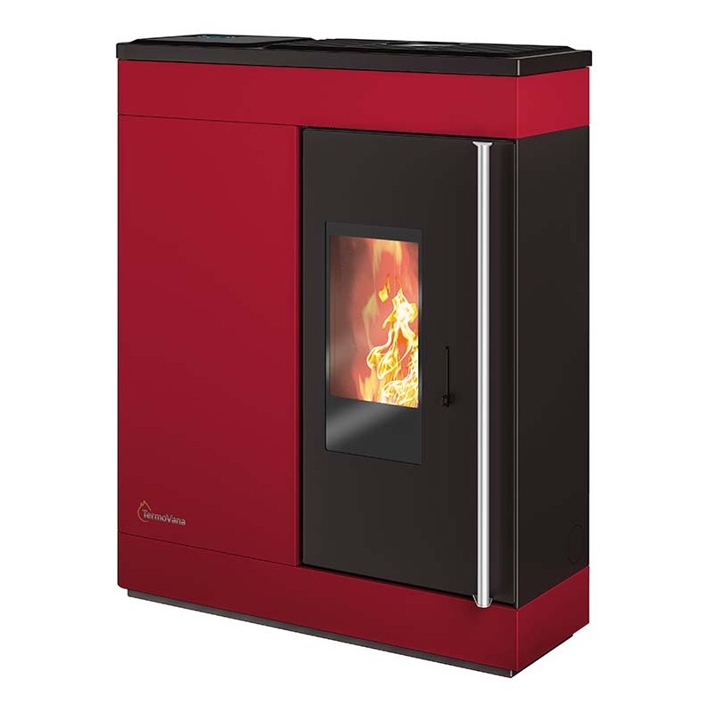 Stufa a pellet ermetica TermoVana Fine 14.3 Rossa canalizzabile ad una via, 13kW Termovana - 1 Stufa a pellet ermetica TermoVana Fine 14.3 Rossa canalizzabile ad una via, 13kW Termovana - 1