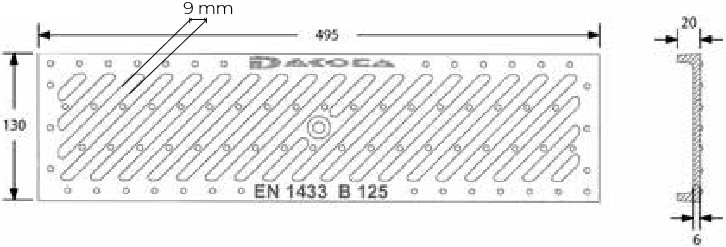 Schema tecnico Dakota griglia ghisa antitacco B125