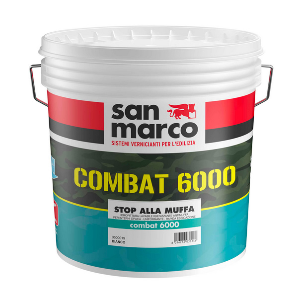 Idropittura antimuffa traspirante coprente Combat 999 EW San Marco per  interni (Secchio da 4 o 14Lt)